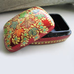 Paper Mache Gift Box - Red (Yellow flowers)