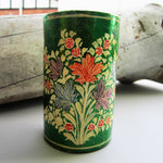 Paper Mache Pen Stand - Green (Yellow flowers)