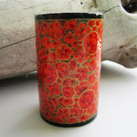 Paper Mache Pen Stand - Black (Gold and Organge flowers)