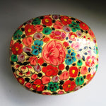 Paper Mache Square Trinket Box - Gold (Orange flowers)