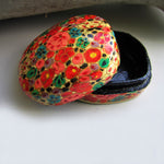 Paper Mache Square Trinket Box - Gold (Orange flowers)