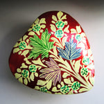 Paper Mache Heart Trinket Box - Red (Yellow and Green flowers)