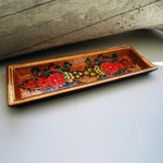 Paper Mache Tray - Golden (Red, Yellow, and Green flowers)