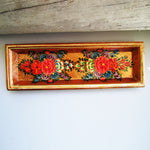Paper Mache Tray - Golden (Red, Yellow, and Green flowers)
