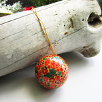 Paper Mache Ball - Yellow (Orange and Green flowers)
