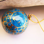 Paper Mache Ball - Blue (Golden flowers)