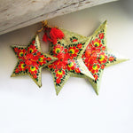 Paper Mache Star - Grey (Red and Yellow flowers)