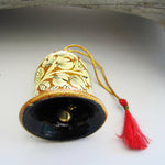 Paper Mache Bell - Golden (White flowers)