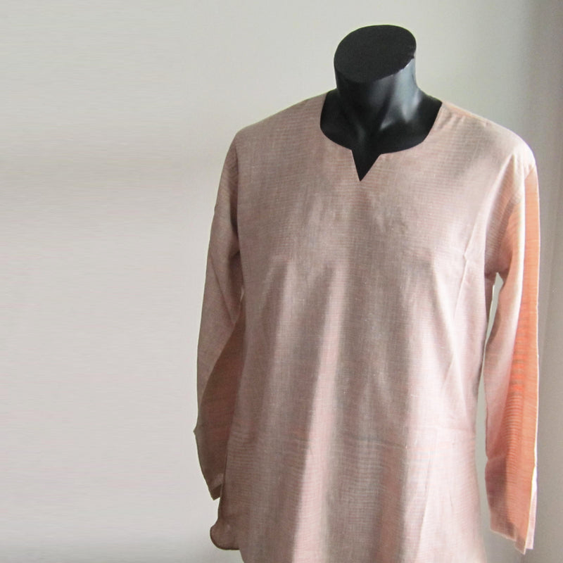 Peach and Grey stripes full sleeve 100% cotton summer shirts