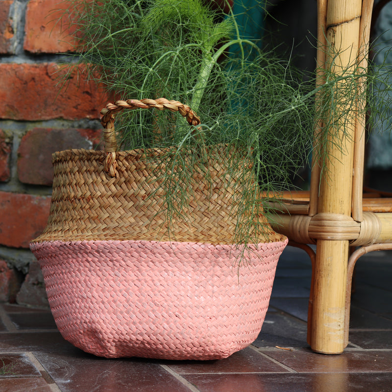 Seagrass Straw Baskets - PINK
