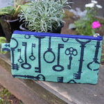 Jute Double zip (small) Pouch - Blu Keys