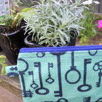 Jute Double zip (small) Pouch - Blu Keys