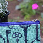 Jute Double zip (small) Pouch - Blu Keys