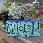 Jute Double zip (small) Pouch - Blu Keys
