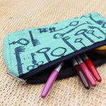 Jute Double zip (small) Pouch - Blu Keys