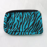 Jute Double zip (small) Pouch Blue - Blk Stripes
