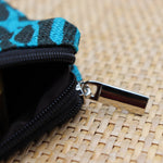 Jute Double zip (small) Pouch Blue - Blk Stripes