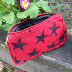 Jute Double zip (small) Pouch - RdBlk Star