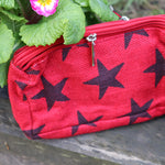 Jute Double zip (small) Pouch - RdBlk Star
