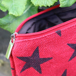 Jute Double zip (small) Pouch - RdBlk Star