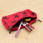 Jute Double zip (small) Pouch - RdBlk Star