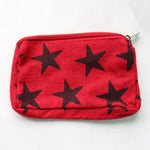 Jute Double zip (small) Pouch - RdBlk Star