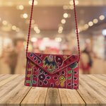 Embroidered Ethnic Boho Shoulder Crossbody Bag - Red