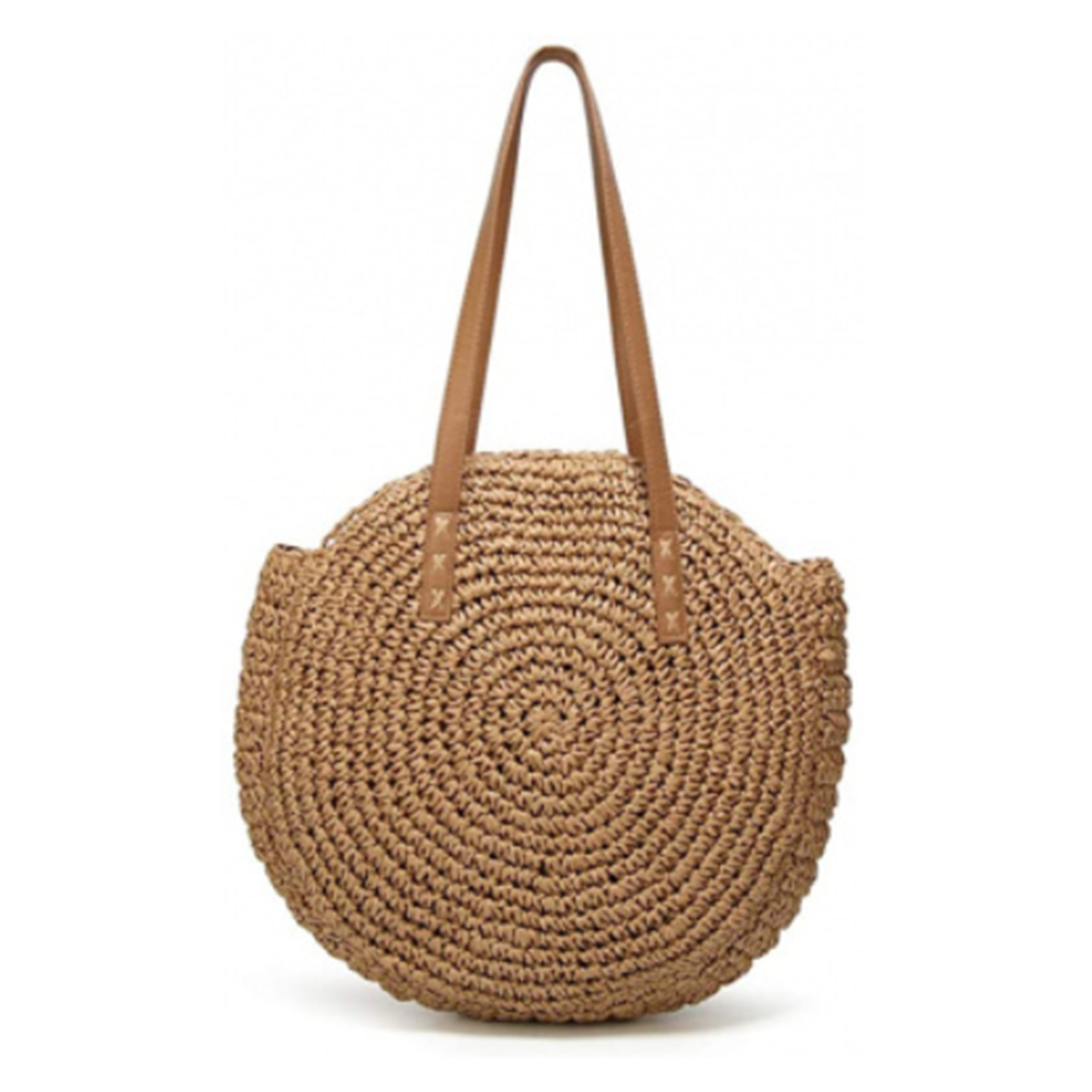 Handmade Round Women Straw Rattan Shoulder Bag Brown 2 erda .nz