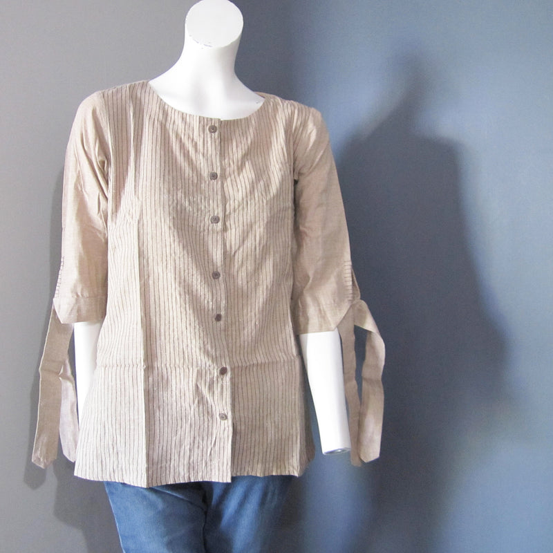 Women Cotton Brown Stripes Top