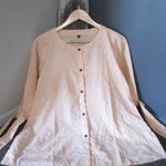 Women Cotton Light Peach Striped Top