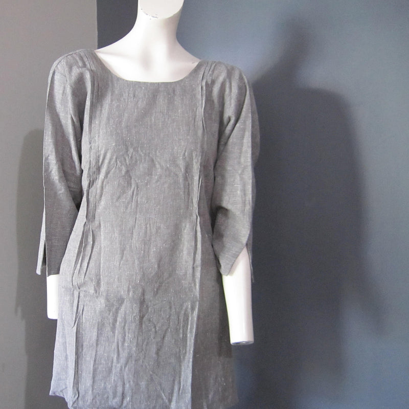 Women Cotton Dark Grey Integrated Stripes With Back Buttons Top
