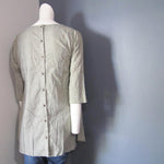 Women Cotton Murky Green Integrated Stripes With Back Button Top
