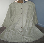 Women Cotton Murky Green Integrated Stripes With Back Button Top