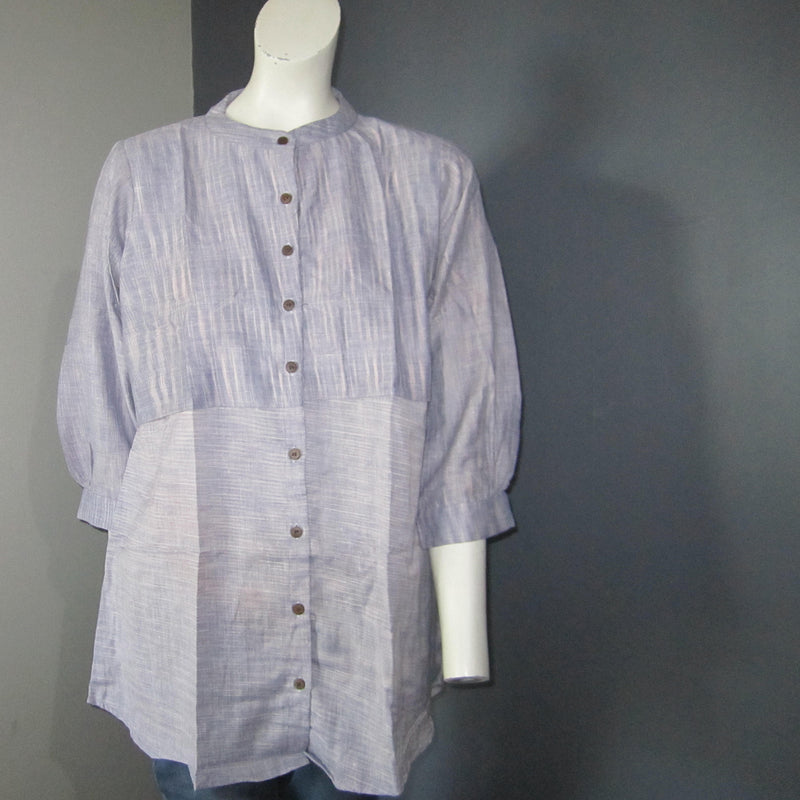 Women Cotton Blue Integrated Stripes WIth Central Band Top