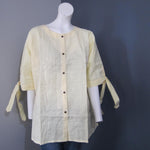 Women Cotton Yellow Striped Top